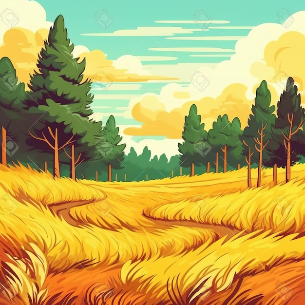 summer landscape illustration