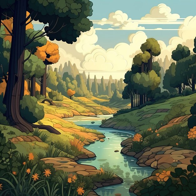 summer landscape illustration