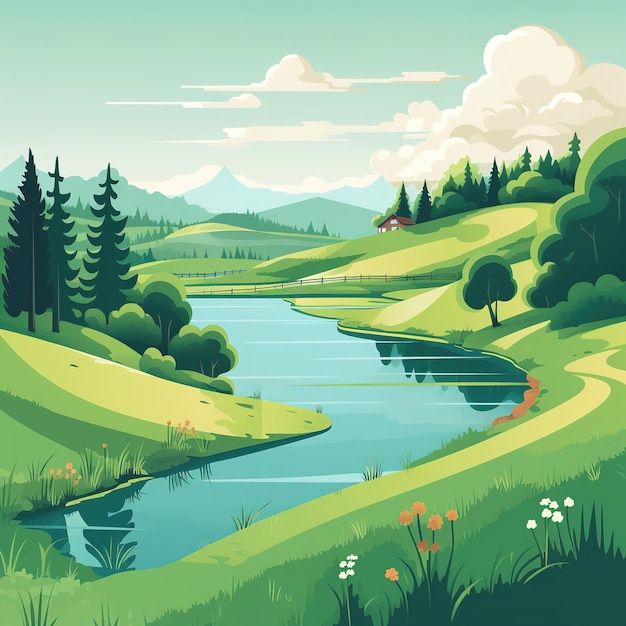 summer landscape illustration