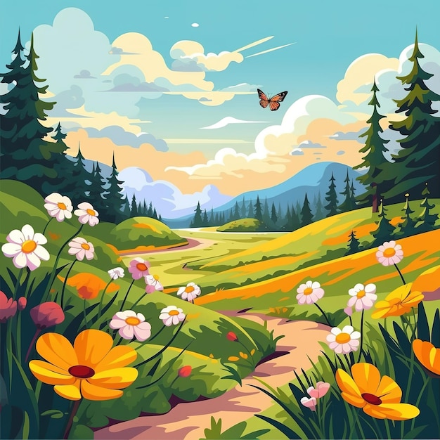 summer landscape illustration