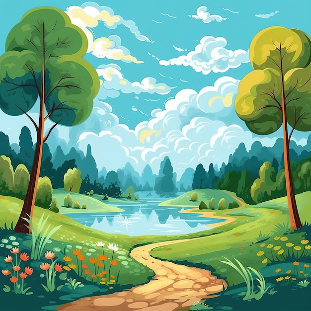 summer landscape illustration