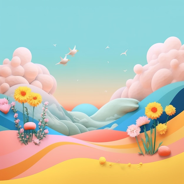 Summer landscape illustration