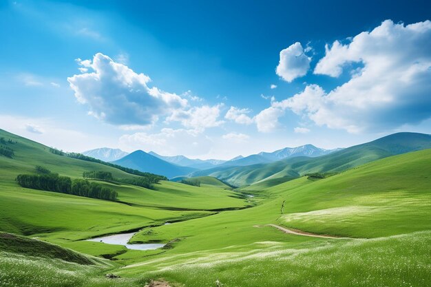 写真 山と青い空の夏の風景