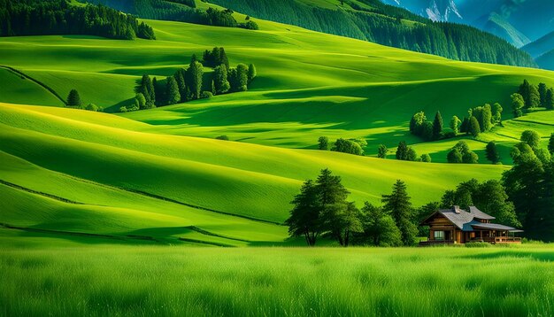 Photo summer landscape meadow scenery background