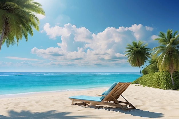 Summer landscape relax on the paradise beach blue sea and clean sand with copy space