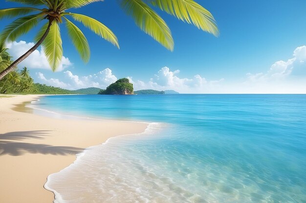 Summer landscape relax on the paradise beach blue sea and clean sand with copy space