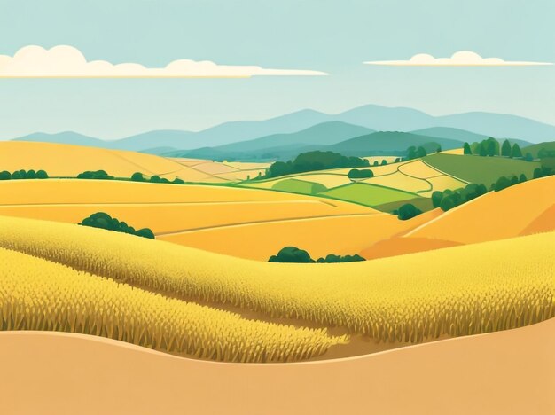 Summer Landscape with a Field of Ripe Wheat and Golden Sunlight Basking in Nature's Abundance