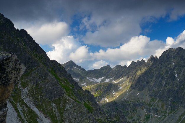 Summer landscape with mountain peaks