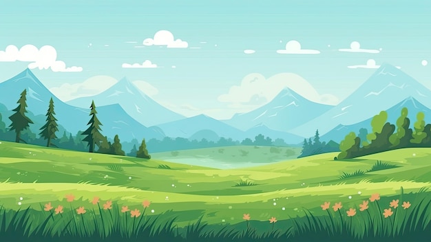 Summer landscape with mountains and meadow