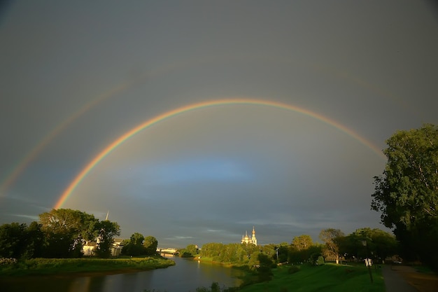 summer landscape with a rainbow