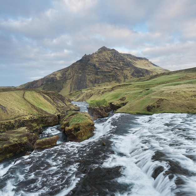 Summer landscape with Skoga river Iceland