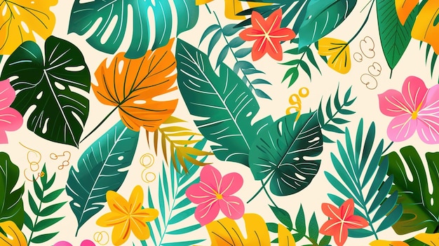summer leaf pattern wallpaper