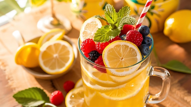 写真 summer lemonade of fresh fruit
