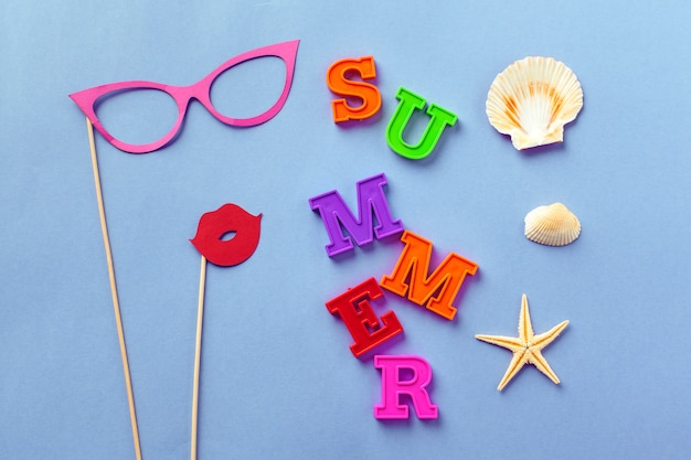 Summer letters and accesories background 