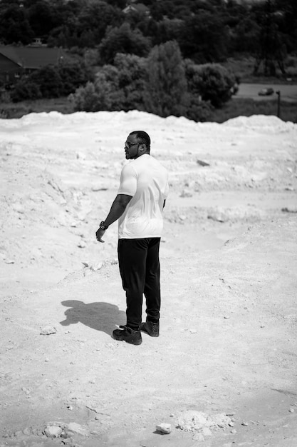 Summer looking person outside Young handsome black man outdoor