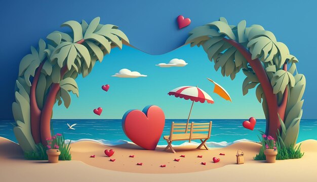 Summer Loving an Illustration of a Romantic Summer Generative AI