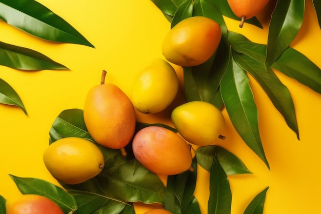 Summer mangos background fresh pulp fruit generate ai