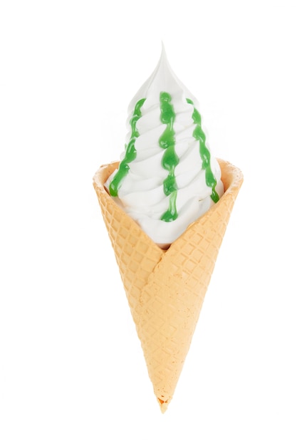 Summer matcha flavored ice cream cone