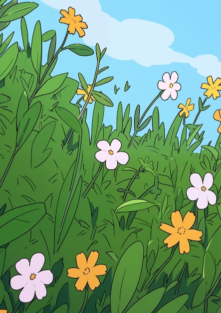 Summer meadow with flowers illustration