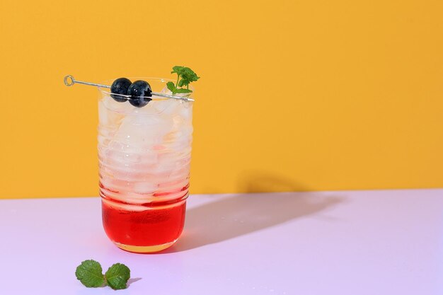 Summer Mojito Cocktail with Blueberry and Mint Leaf