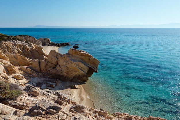 Summer morning  Platanitsi beach on Sithonia Peninsula (Chalcidice, Greece).