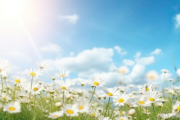 summer nature background white chamomiles field