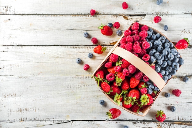 Summer organic farm berries in a basket