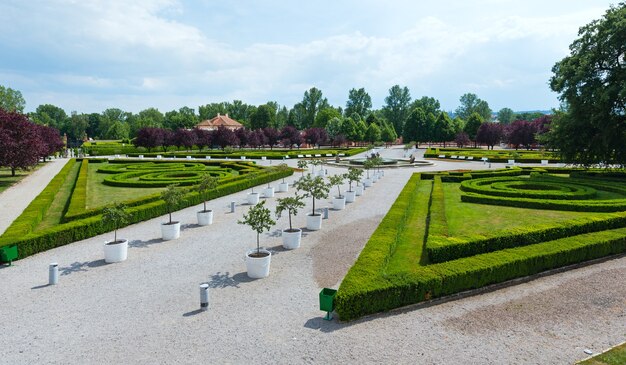 Summer park.  Troja Palace  in Prague, Czech Republic.