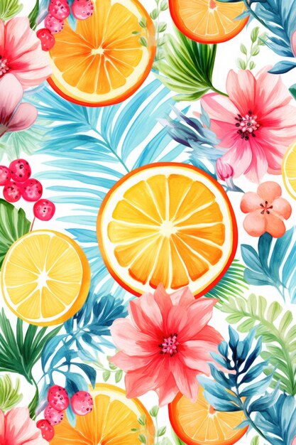 Summer pattern on white background