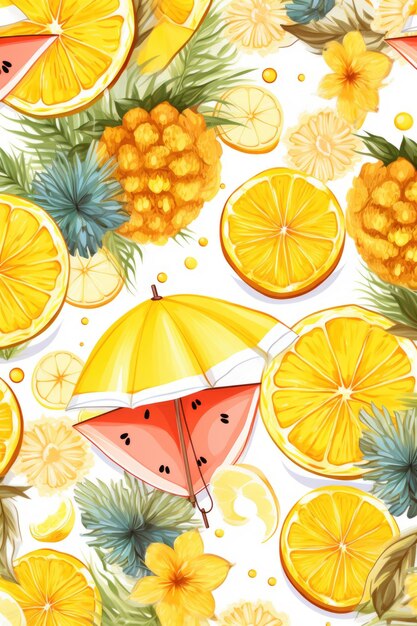 Summer pattern with fruits