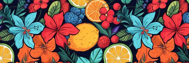 Summer pattern with fruits