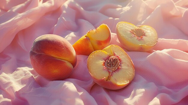 Summer Peach Picnic Blanket Scene