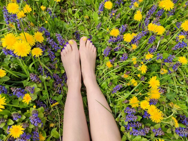 Pedicure estivo in fiori di campo