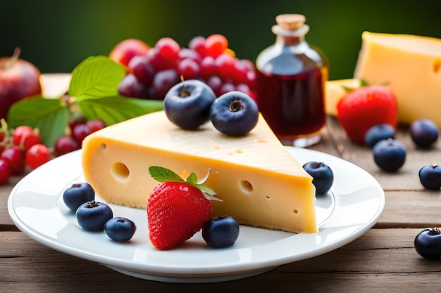 Photo summer picnic berries and cheese