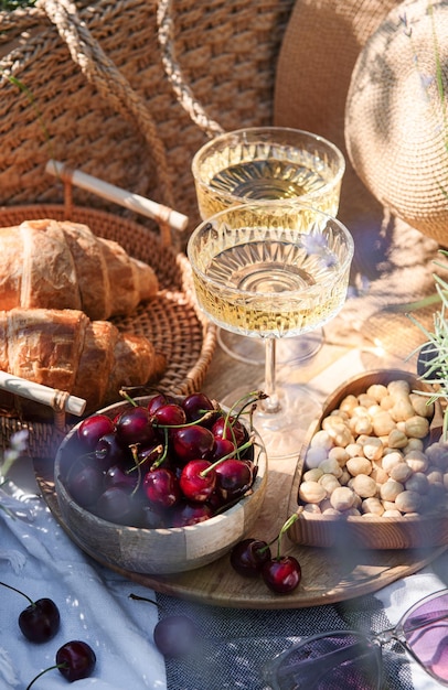 Summer picnic on a lavender field