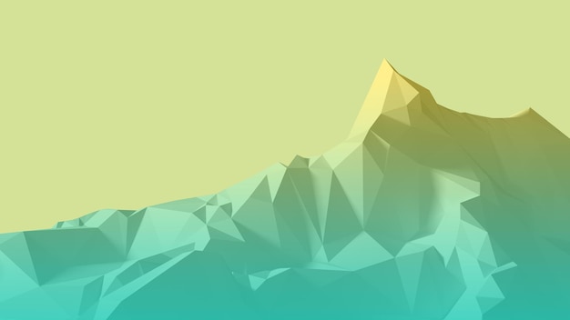 Summer polygonal image of mountainous terrain. 3d illustration