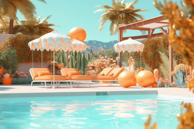 Summer pool vibes 3d render