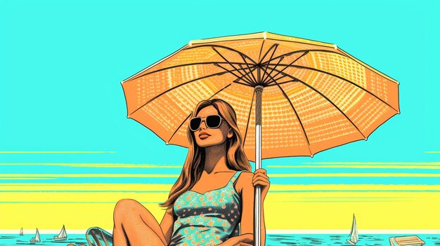 Photo summer in pop art style depicting a relaxing background