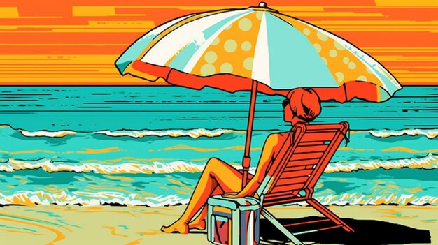 Photo summer in pop art style depicting a relaxing wallpaper