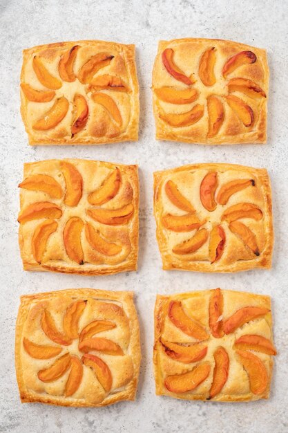 Summer puff pastry apricot frangipane tarts