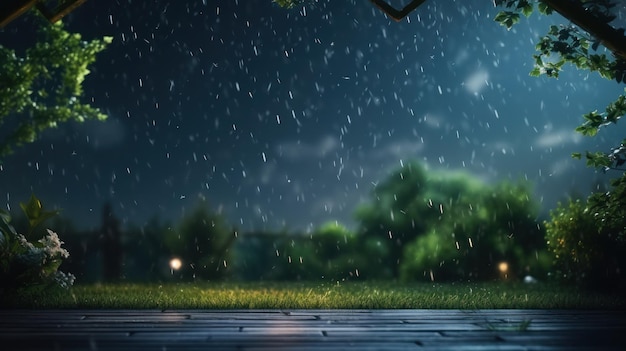 Summer rainy background Illustration AI Generative