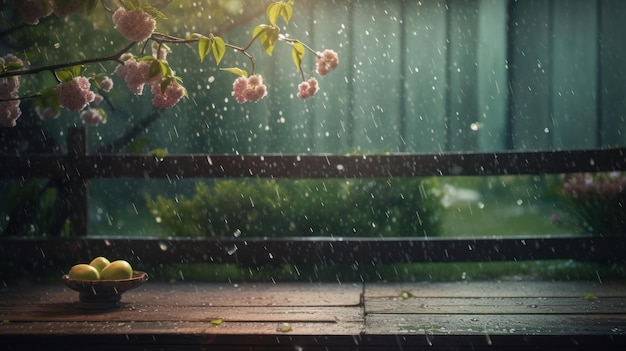 Summer rainy background Illustration AI GenerativexA