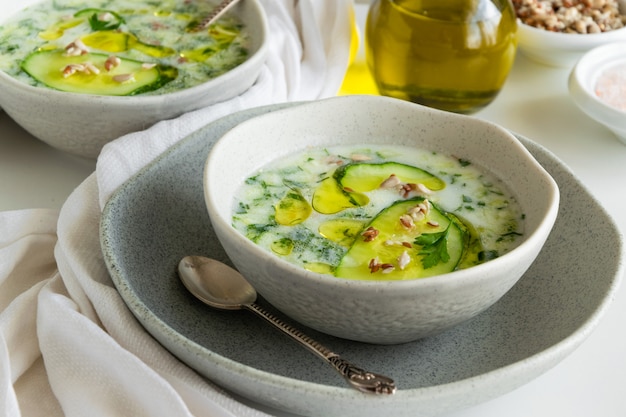 Summer refreshing cold yogurt soup