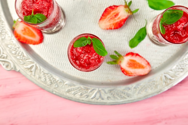 Summer refreshing strawberry granita