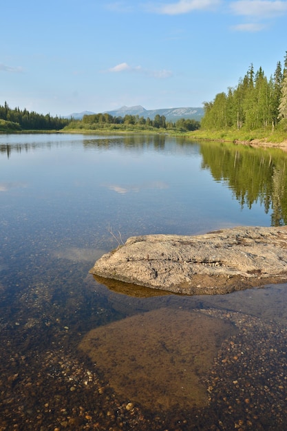 Summer river landscape in the Northern national Park