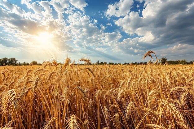 Summer rural landscape countryside wheat fields on a sunny day