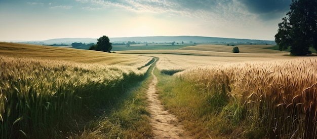 Paesaggio naturale rurale estivo con campi immagine generata dall'ia