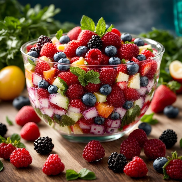 Summer's Delight Colorful Berry Salad a Refreshing Treat