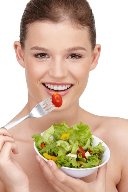 Summer salad days A teenage girl enjoying a healthy salad