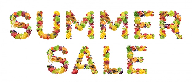 Photo summer sale made of fruits and berries